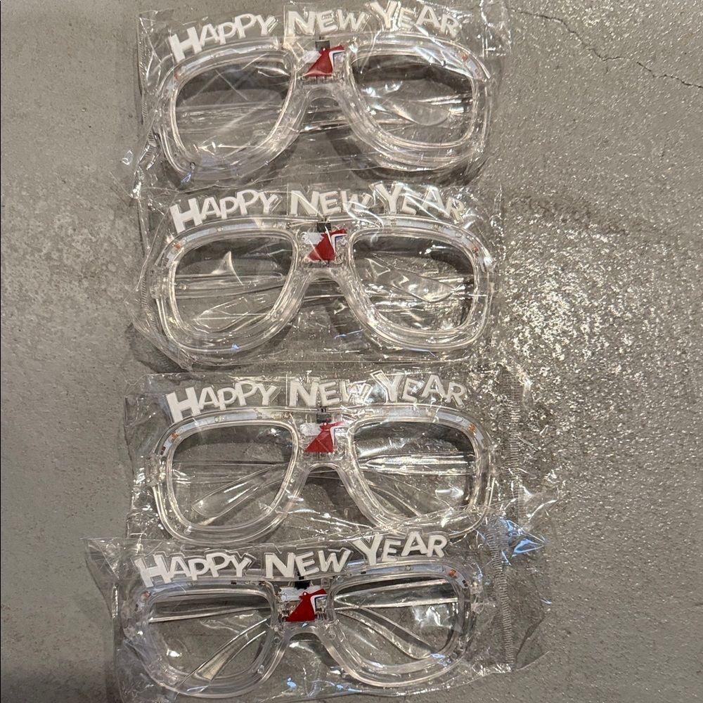 Festive New Year Party Glasses - Clear and Red light up 4